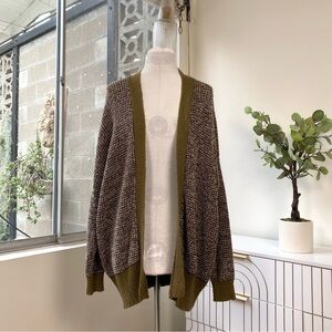 Urban Outfitters Textured Knit Open-Front Cardigan in Olive & Brown, Size S